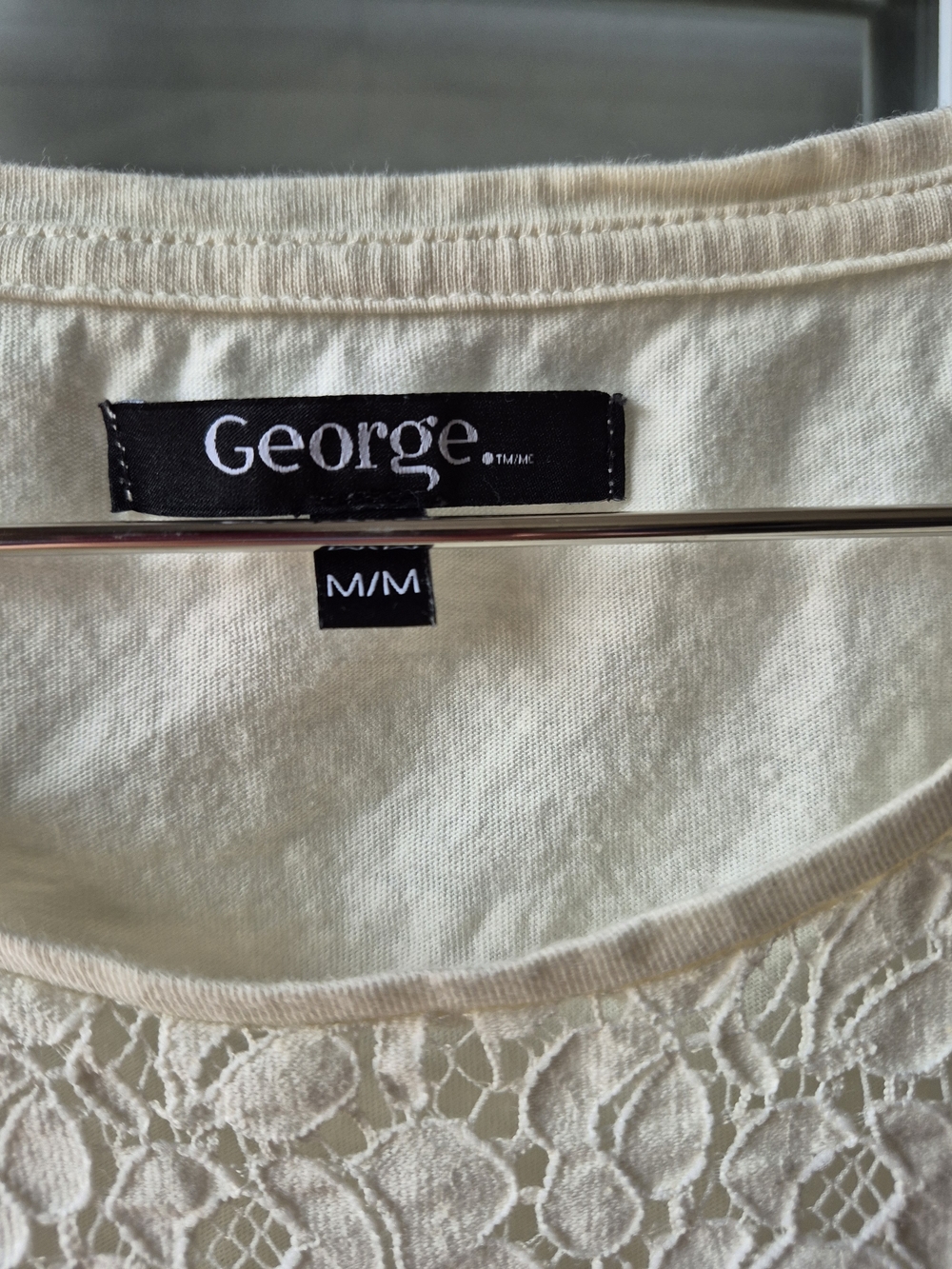George Cream Lace Yoke Short Sleeve Top - Picture 3 of 3